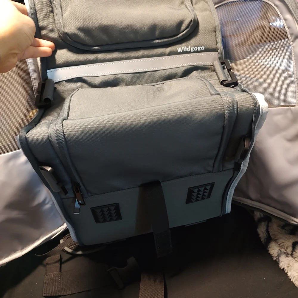 Men's Stylish Gray Backpack with Pet Carrier